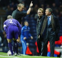Graham Souness has accused Graham Poll of being a Spurs supporter and is unceremoniously sent from the dug-out to the stand!