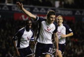 Michael Carrick celebrates his first goal, and the Spurs winner in this season's home match against Sunderland