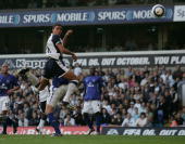 Jermain Jenas heads home last year for his first Spurs goal to seal another three points