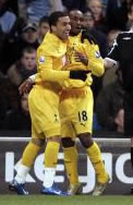 Jermain Defoe and Aaron Lennon celebrate Spurs opener