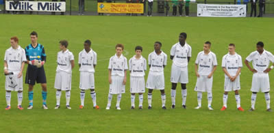 The Spurs U-17 team line up for their game against South Coast Strikers