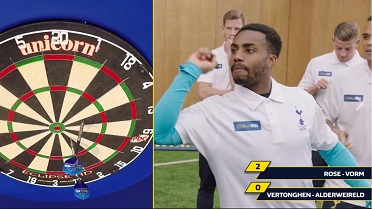 Danny Rose takes part in the William Hill Darts challenge