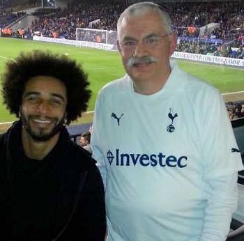 Our new quiz champion Peter Lawton at the old Lane in the company of the warmly remembered Benoit Assou-Ekotto