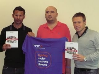 Del is here pictured with Ryan Giggs and Nick Barmby at Old Trafford