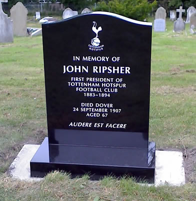 The headstone provided in honour of John Ripsher