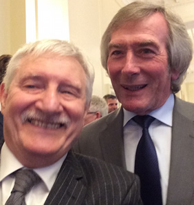 Norman Giller with the one and only Pat Jennings, who features in our tie-breaker team