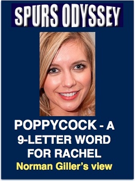 Poppycock - a 9-letter word for Rachel
