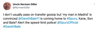 Norman Giller tweets re. Bale