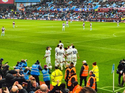 Villa Park - Spurs celebrate their third goal with their fans
