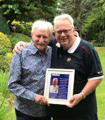 Norman Giller with reigning quiz league champion David Guthrie