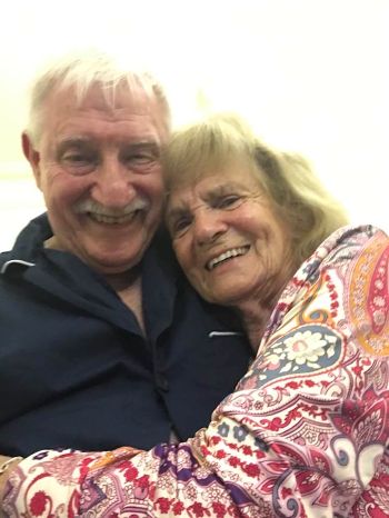 Norman with his child bride, 90-year-old Joyce Lambert Giller MBE